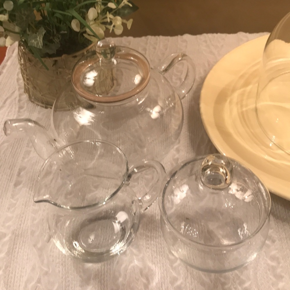 TEA POT, SUGAR BOWL & CREAMER,